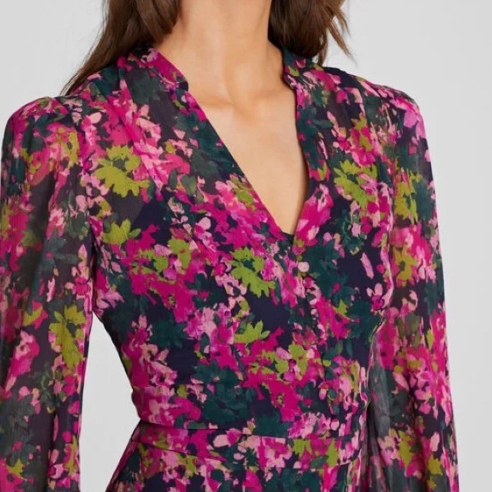 Club Monaco Pink/green Floral print maxi dress, 00. GD1141 - Picture 3 of 11